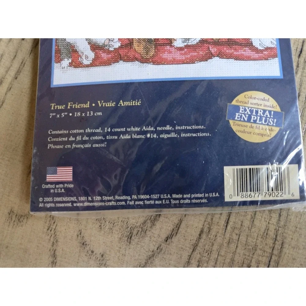 New Creative Accents 14-Count Cross Stitch Kit True Friend #79022 Vtg Dog Cat